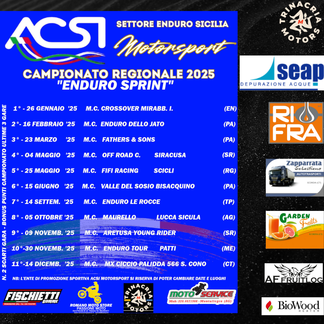 Calendario Campionato Enduro Sprint Sicilia
